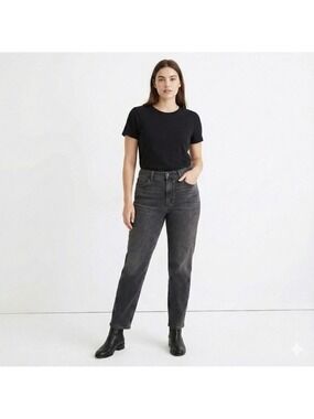 EVERLANE Cotton Elastane Blend Washed Black Curvy Cheeky Jeans US Sz 35